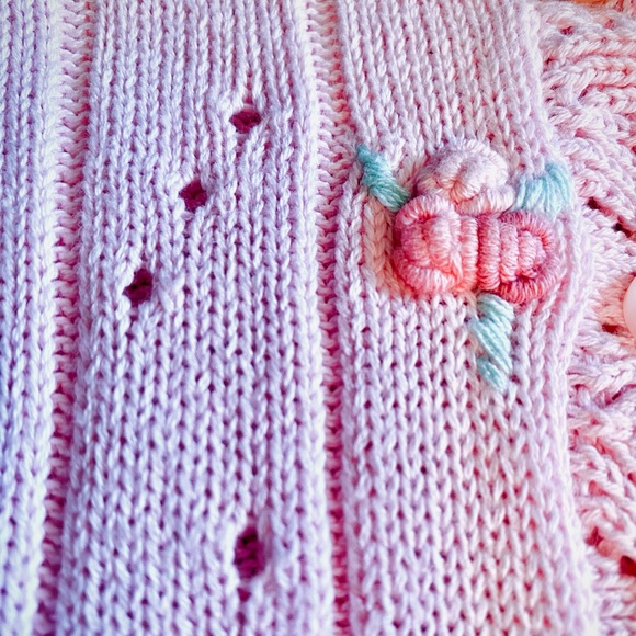 Halston Luxury Knit Button-Up Cardigan with Rosettes - Picture 6 of 6